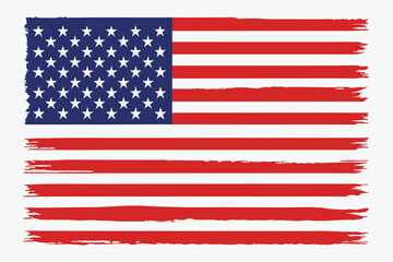 Naklejka premium Distressed United States Flag Illustration with Red Stripes and Stars, Patriotic Symbol