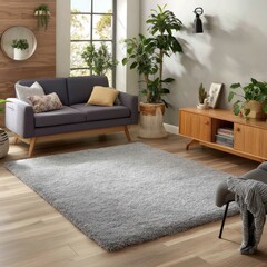  light grey soft shaggy rug