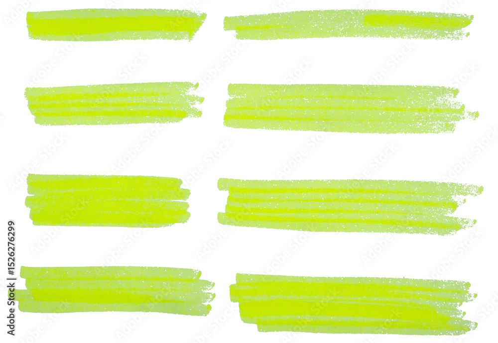 Poster yellow highlight marker strokes on transparent background cut out design element