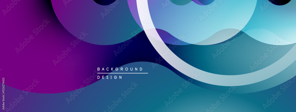 Poster Abstract fluid shapes, vibrant purple, blue gradients. White line creates dynamic composition. Modern design element for backgrounds.