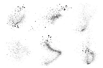 Inkblot set of distress black grunge texture splash blood illustration