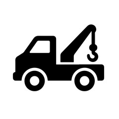 Tow truck icon silhouette on a transparent background for roadside assistance and vehicle recovery