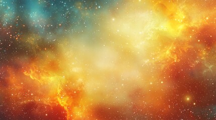 Fototapeta premium Cosmic Nebula: A Celestial Tapestry of Orange and Teal