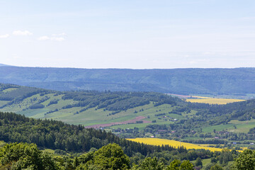 Mountain landscape. Eastern Sudetes Mountains on the border of Poland and the Czech Republic