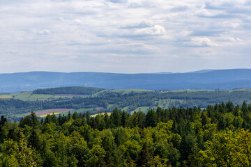 Mountain landscape. Eastern Sudetes Mountains on the border of Poland and the Czech Republic