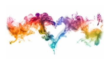 Colorful smoke swirls in rainbow hues creating an artistic effect on a transparent background