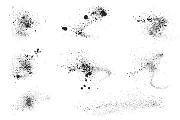 Splatter vector hand-drawn paint ink black illustration dirty background set