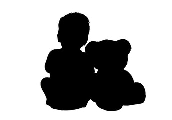 silhouette of  baby and toy