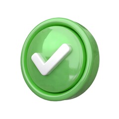 green check mark button white background 