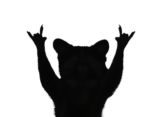 black silhouette of a animal with hand up figure 