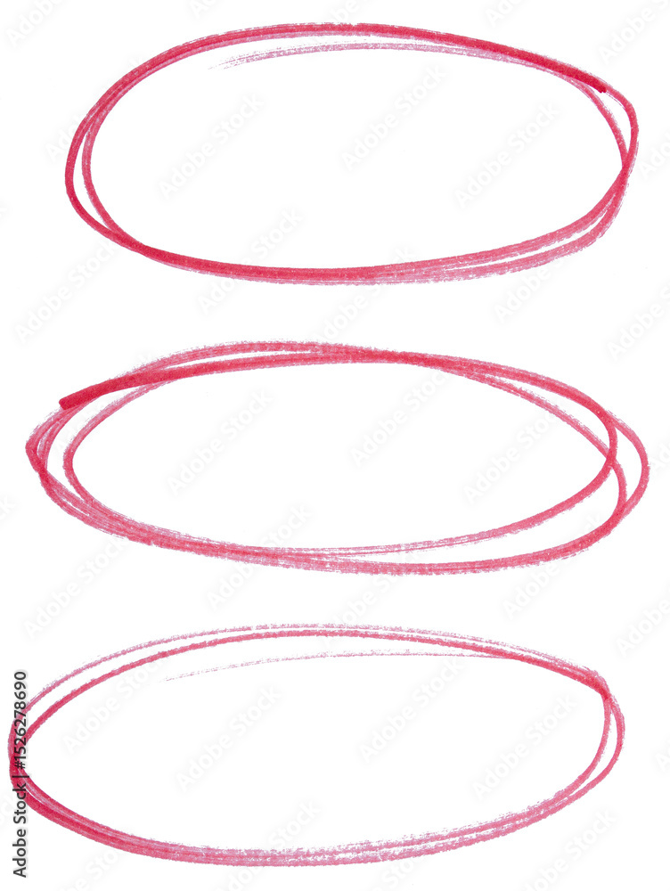 Poster set of red highlight circles on transparent background cut out design elements