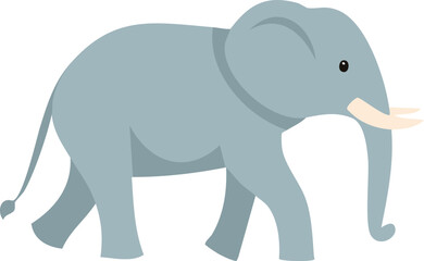 Fototapeta premium Vector Playful Blue Elephant Illustration with Curved Trunk and Creamy Tusks in Minimalist Style