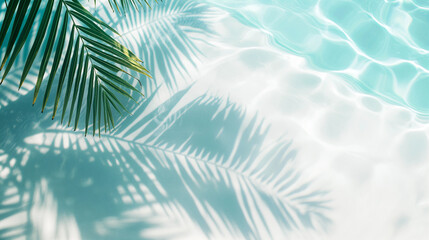 Ombre de feuilles tropicales sur la surface de l'eau