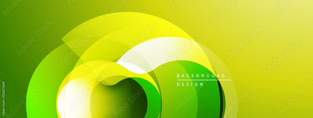 Aufkleber Abstract green yellow design. Overlapping circles create dynamic visual effect. Modern background for presentations, websites.