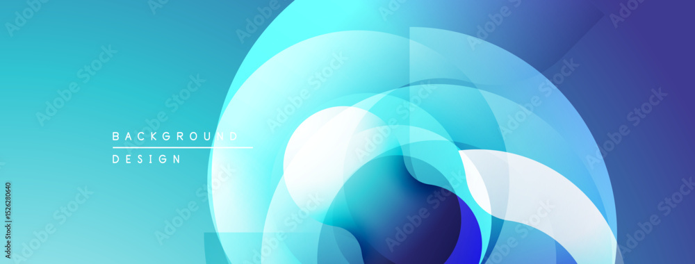 Poster abstract blue gradients create circular layers. minimalist design, modern aesthetic, smooth transiti