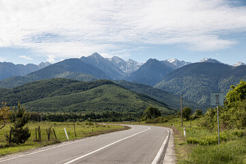 A view of the mountain road in the Romanian mountains. Transfăgărășan road