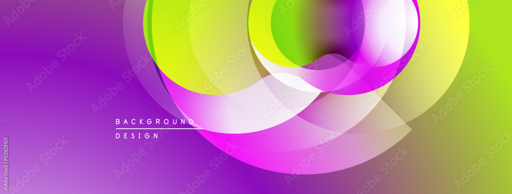 Poster Abstract vibrant circles overlap. Gradient colors blend, creating modern background design. Smooth shapes suggest movement, energy.