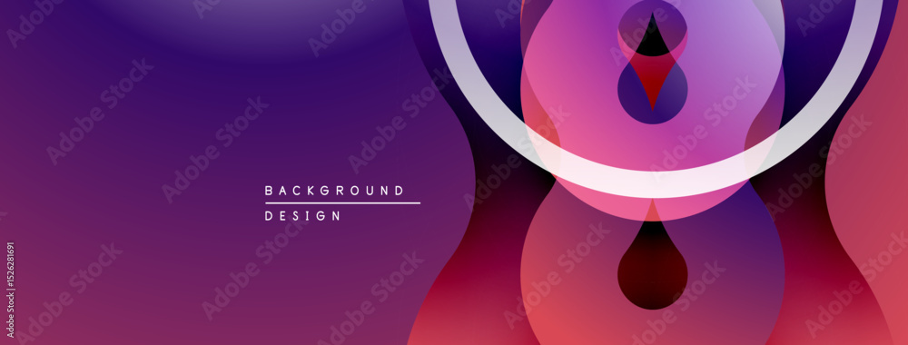 Poster abstract geometric shapes, vibrant purple hues, modern design. smooth gradients create dynamic visua