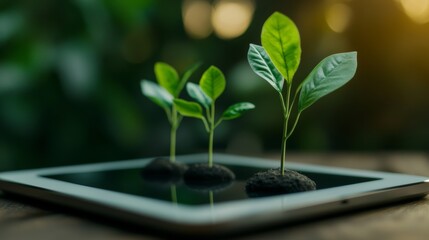 ethical investing strategies, close-up of green investment portfolio on digital tablet, clean finance theme,