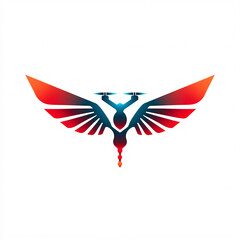 Modern Phoenix Bird Logo Design with Red and Blue Wings