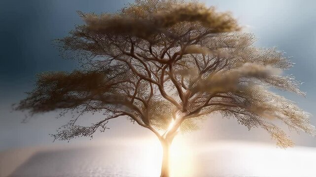 Growing luminous knowledge tree emerging from open book, symbolizing wisdom, learning, and creative inspiration against softly blurred ethereal background