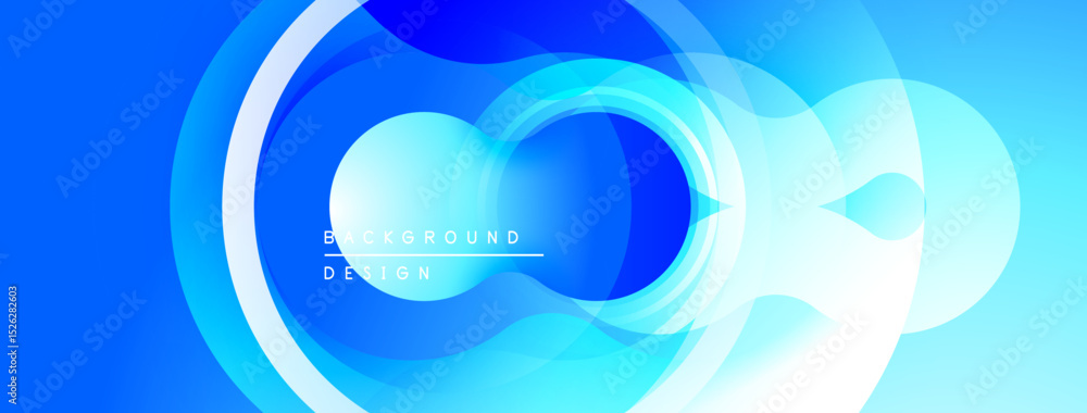Aufkleber Abstract blue layers create dynamic circular design. Smooth gradients, flowing shapes suggest movement, modern aesthetic.