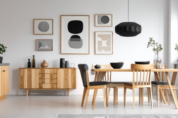 Minimalist interior design of a modern dining room