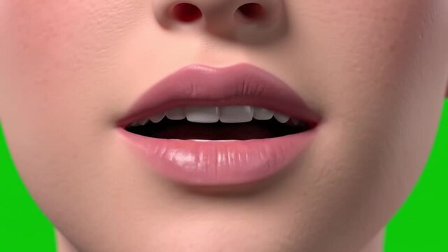 Talking mouth animation on green screen, perfect for lip-sync, dubbing, or creative video projects