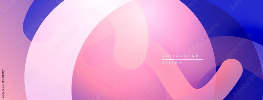 Poster abstract fluid shapes blend, creating soft pink, purple gradients. modern design evokes calm, dynami