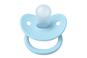 Light blue baby pacifier isolated on transparent background, perfect for newborn and childcare projects