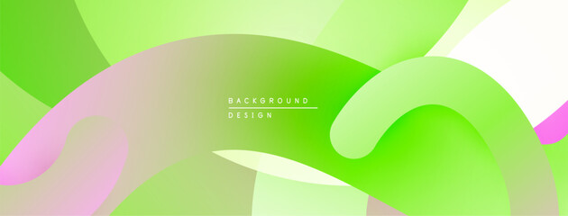 Abstract green background. Soft curves, gradients create dynamic visual effect. Minimalist design, modern aesthetic. Light pink accents present.