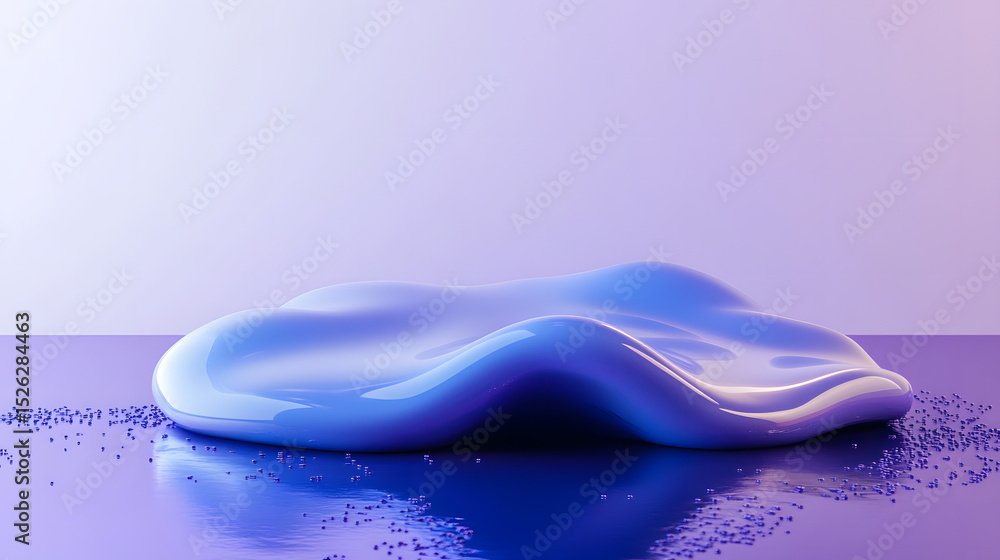 Aufkleber blue and purple gradient color floating liquid blob. 3d rendering picture.