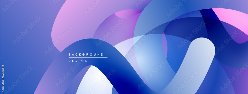 Poster Abstract fluid shapes, blue purple gradients. Modern design, smooth curves, dynamic composition. Background element for projects.