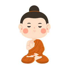 Young Buddhist Monk in Robes Vector