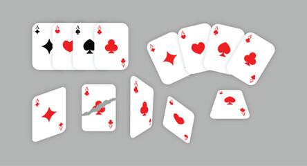 Playing Card Icon Set – Isolated on Transparent Background