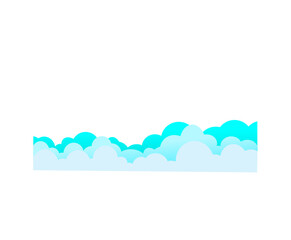 Cyan and White Cloud Border, Paper Cutout Style