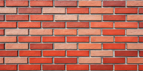 Obraz premium Red brick wall with varied natural textures, warm terracotta tones, traditional masonry construction, weathered surfaces, classic architecture pattern