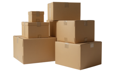 Multiple Cardboard Boxes Piled Together Clipping Path, Delivery and Logistics.