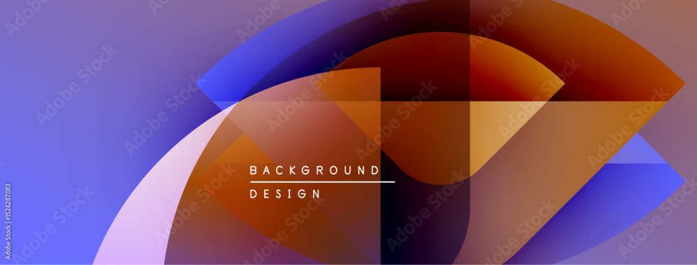 Fototapete Abstract colorful design. Overlapping shapes create dynamic visual effect. Gradient hues blend smoothly, modern aesthetic.