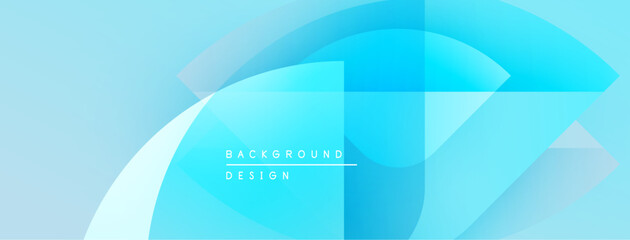 Abstract blue background features overlapping shapes. Gradient hues create dynamic visual effect. Modern design suitable for digital projects.