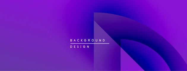 Purple gradient background design features curved shapes. Text reads background design. Modern, abstract visual presentation.