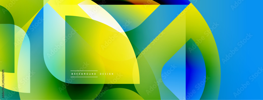 Aufkleber Abstract vibrant design. Overlapping shapes create dynamic gradient effect. Modern, colorful background suitable for banners, websites.