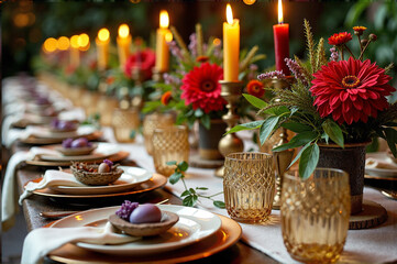Boho Chic Wedding Decor: Oxidized Metals, Raw Silk, and Luxurious Table Setting.