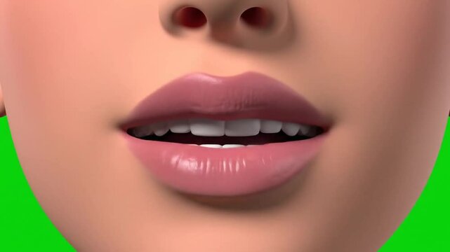 Talking mouth animation on green screen, perfect for lip-sync, dubbing, or creative video projects