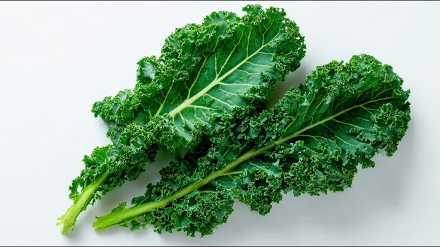 Fresh kale leaves arranged in a vibrant display.