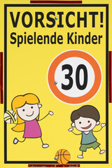 Vorsicht spielende Kinder Schild