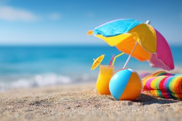 Obraz premium Summer objects beach ocean ball.
