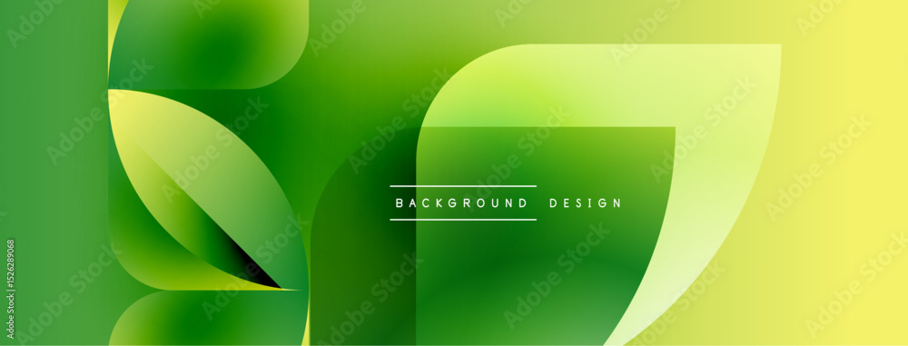 Aufkleber abstract green yellow gradient shapes. modern design, smooth curves, dynamic composition. suitable f
