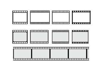 Film Strip and Frame Silhouettes Set Isolated on Transparent Background