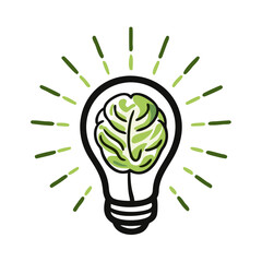 Obraz premium Light bulb with a green leaf symbolizes creativity and sustainability in innovative thinking and eco-friendly ideas
